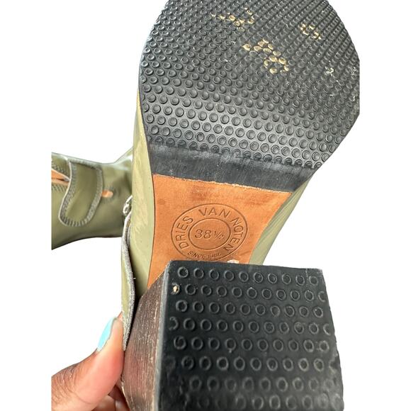 Dries Van Noten Green Buckle Patent Leather Forest‎ Slip On Mules Size 7 1/2 - Picture 10 of 12